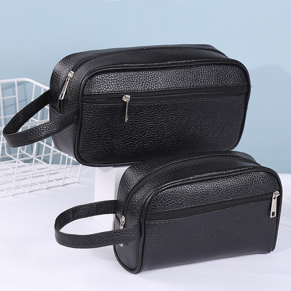Travel Organizer Men - 男性ビジネストラベルバッグヴィンテージリストレットバッグPUレザートラベルトイレタリーバッグ大容量化粧品オーガナイザー電話収納バッグ