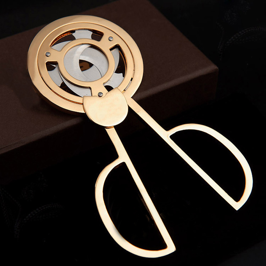 Cigar Cutter Set - ステンレス鋼の葉巻カッター,3つの鋭い刃,切断アクセサリー,ギロチン,はさみ,ナイフ,金メッキ,炎愛好家,キューバ