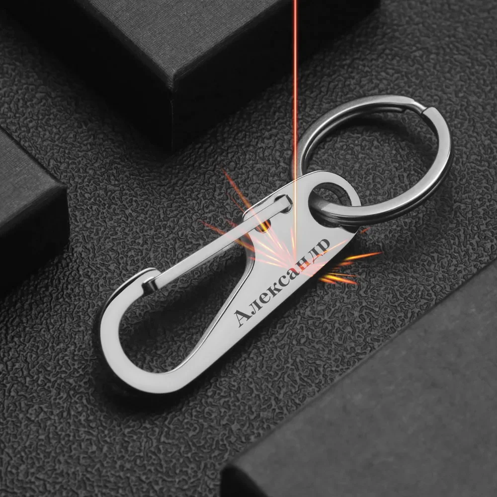 Men Accessories Silver - 304 ステンレス鋼キーリングパーソナライズされた名前番号キーホルダーカスタムレタリング男性のための車のキーチェーンリングホルダー K424