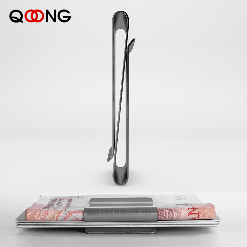 Money Clip Slim - Qoongステンレス鋼スリム両面男性の女性のマネークリップ財布金属クレジットカードマネーホルダー法案鋼クリップクランプML1-006