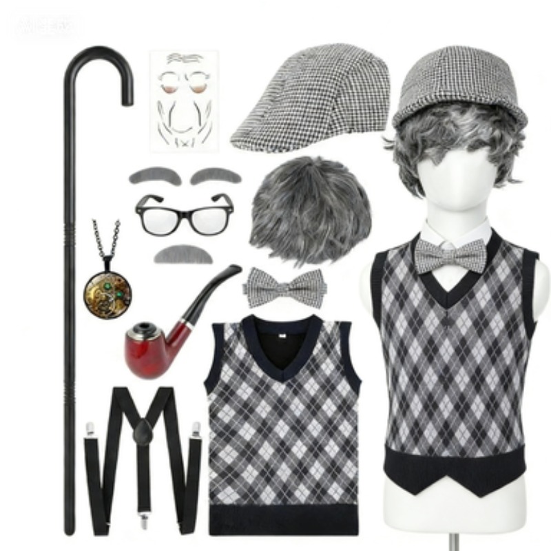 Men'S Accessories In The 1920S - ハロウィンフェスティバル老人コスチュームアクセサリーセット100日間の学校生活おじいちゃんアクセサリー1920年代プリムコスチュームギャツビーコスチューム