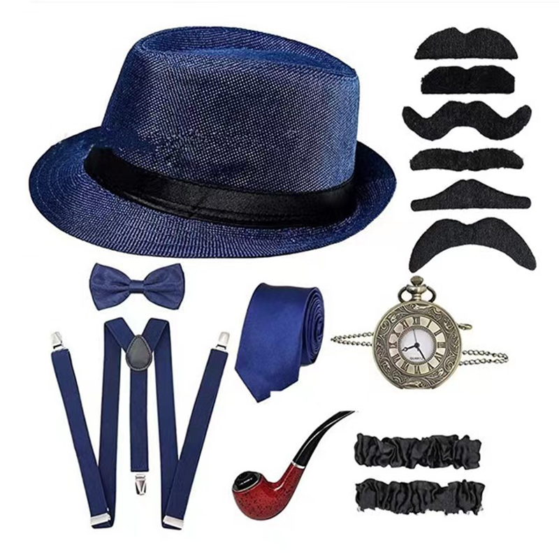 Men'S Accessories In The 1920S - ハロウィンコスプレ 1920 年代男性アクセサリーセット轟音 20 年代衣装レトロギャツビーギャングおじいちゃんアクセサリーセット