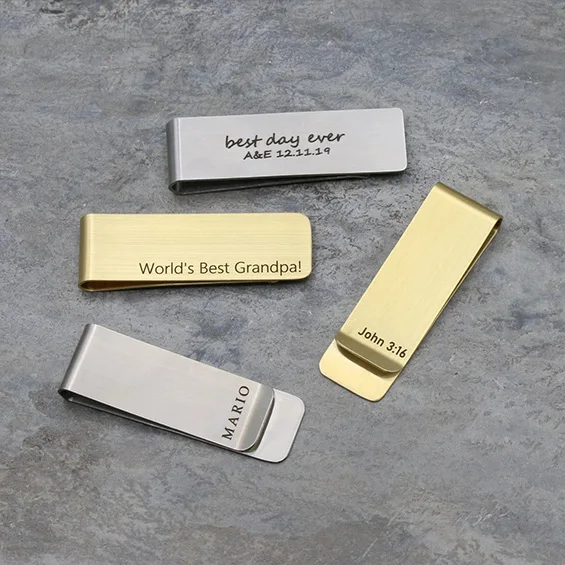 Money Clip Slim - 名入れ カスタム マネークリップ メンズ 札ばさみ 刻印入り