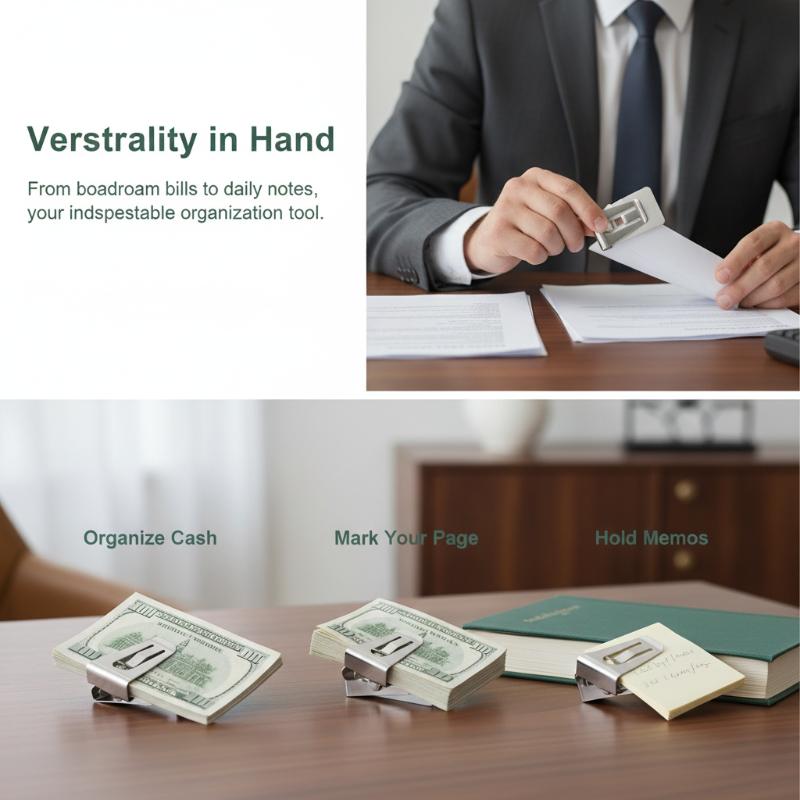 Money Clip Slim - スリムなステンレス製メンズマネークリップ、携帯用傷防止IDクレジットカードホルダー、旅行や通勤に最適