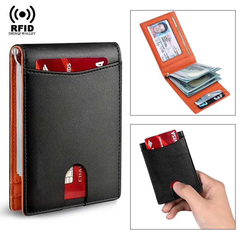 Money Clip Slim - 名刺ホルダー クレジットカードホルダー レザー 超薄型 スマートウォレット メンズ