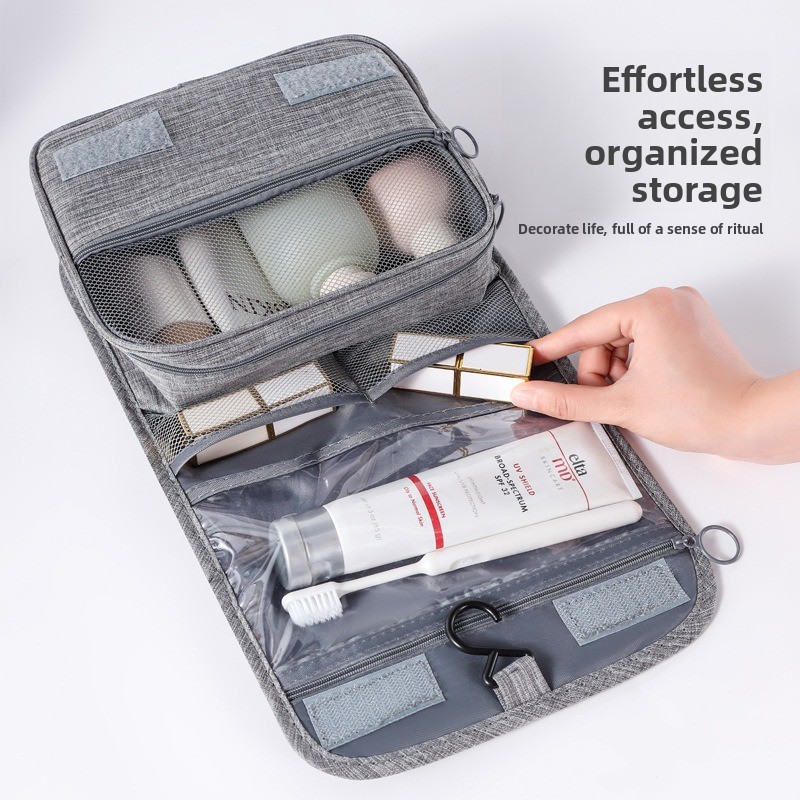 Travel Organizer Men - 大容量吊り下げ式トイレタリーバッグ、乾湿分離型トラベルメイクアップウォッシュオーガナイザー、男性女性用フック付き