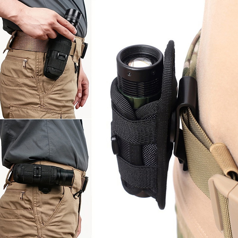 Men Accessories Kit Bag - 戦術的な懐中電灯ポーチベルトトーチバッグ耐久性のある狩猟照明アクセサリーサバイバルキット 360 度ホルスターロータリートーチケース