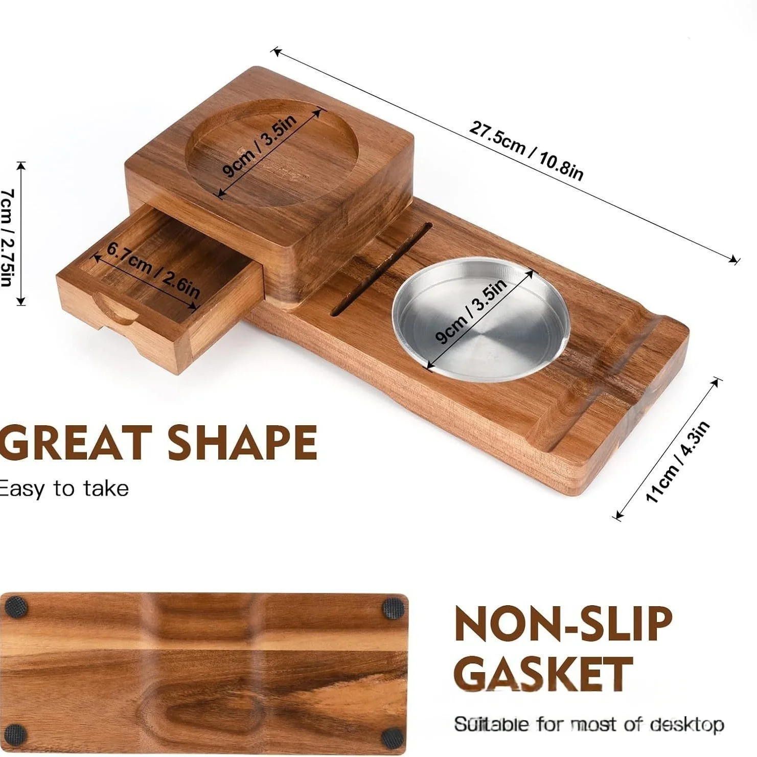 Cigar Cutter Set - 高級葉巻アクセサリーボックス（カッターレスト、無垢材葉巻灰皿セット、ウイスキーグラスホルダー、ヒュミドール引き出し付き）