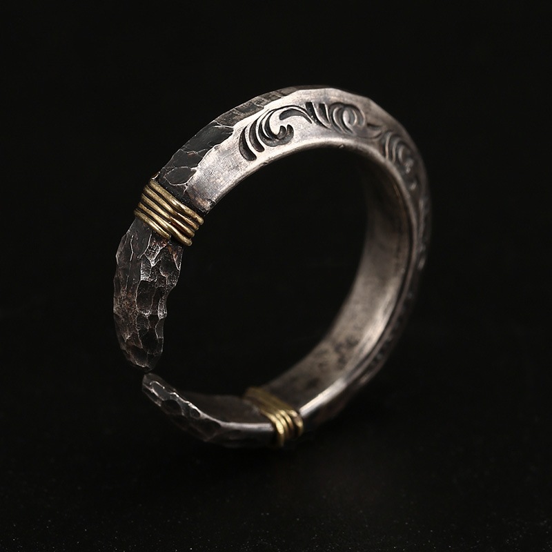 Men'S Accessories Gift Ideas - オリジナルデザイン925スターリングシルバーリング メンズ ハンドメイド オープンスタイル ファッションアクセサリー 完璧なギフトアイデア