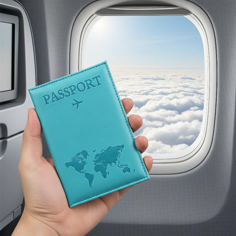 Travel Organizer Men - PUレザーパスポートホルダー、傷つきにくいドキュメントオーガナイザー、男性女性向け誕生日旅行ギフト1個