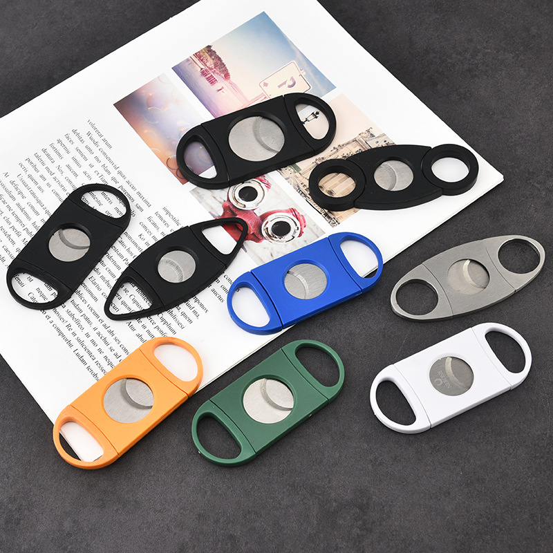 Cigar Cutter Set - ステンレス鋼シガーカッター,喫煙アクセサリーツール,ダブルブレード,卸売工場