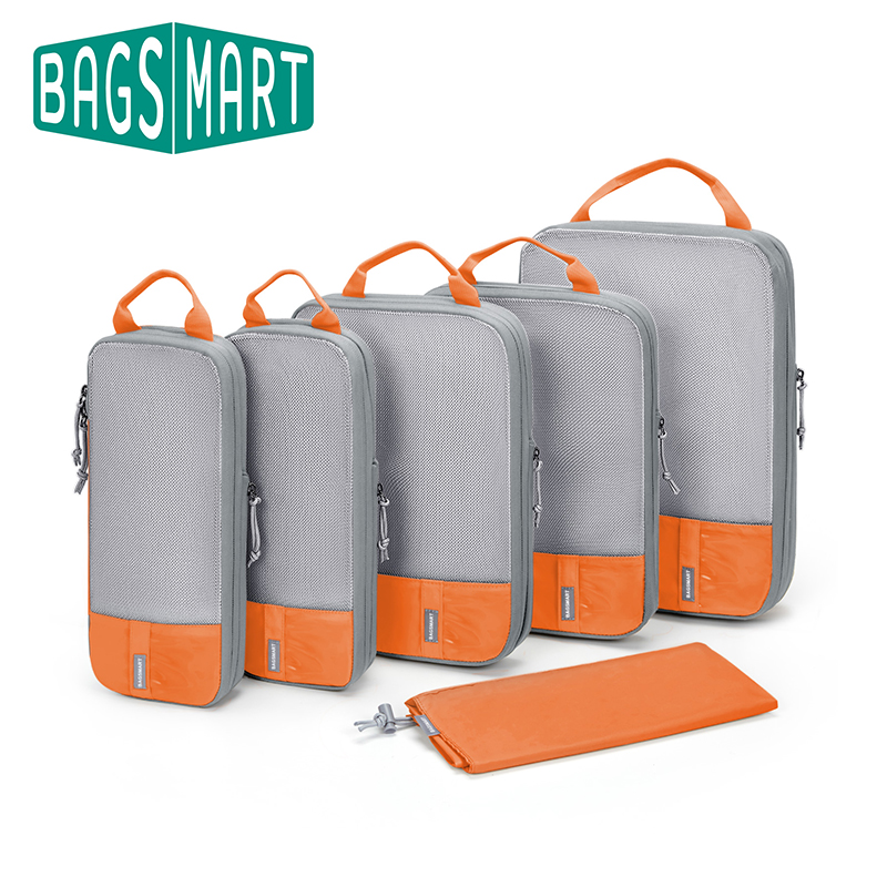 Travel Organizer Men - Bagsmart-旅行用の圧縮パッキングキューブ、耐久性のある荷物オーガナイザーバッグ、旅行の必需品、軽量、6、4、2セット