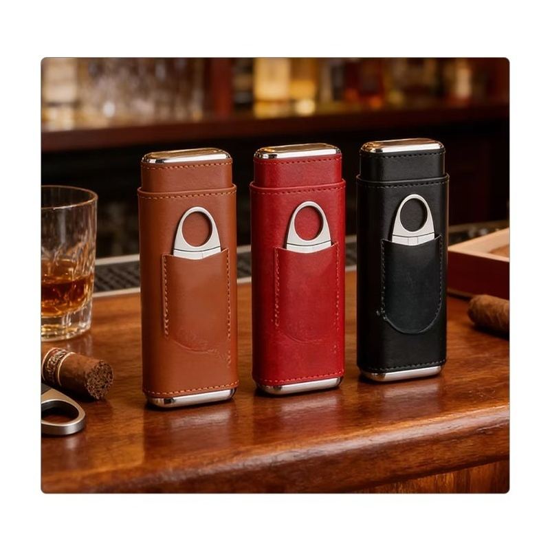 Cigar Cutter Set - 葉巻用加湿器ボックス、葉巻用カッター付きボックス、携帯用加湿器と収納バッグセット