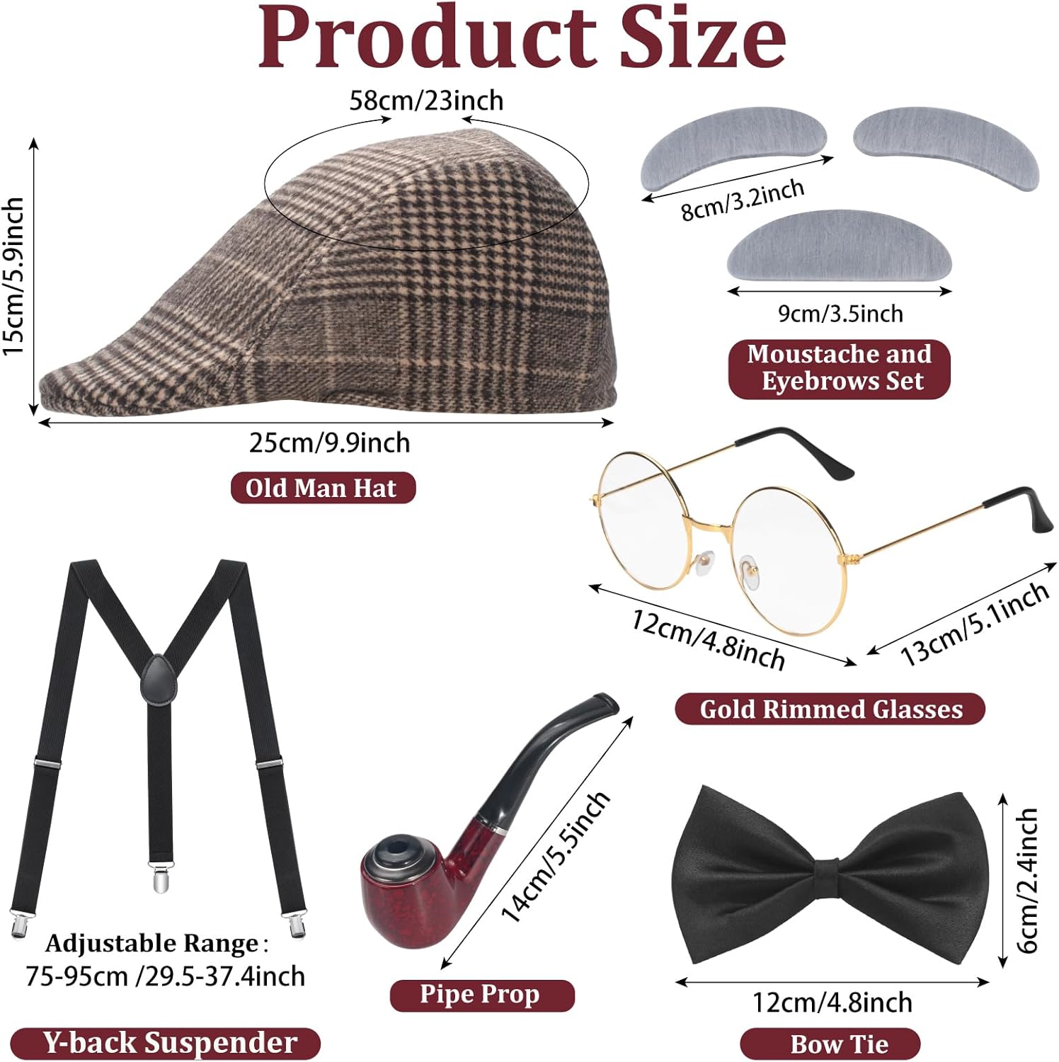 100日間学校生活コスチューム、老人コスチューム、おじいちゃ - Men'S Accessories In The 1920S のレビューと価格
