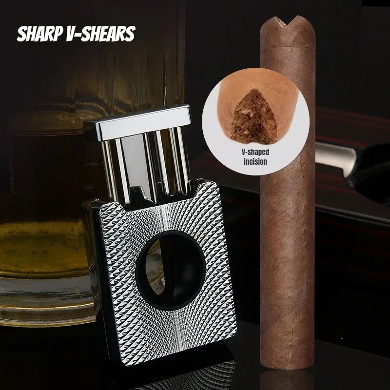 プレミアムステンレススチールシガーシザー - Vスプリングポ - Cigar Cutter Set のレビューと価格