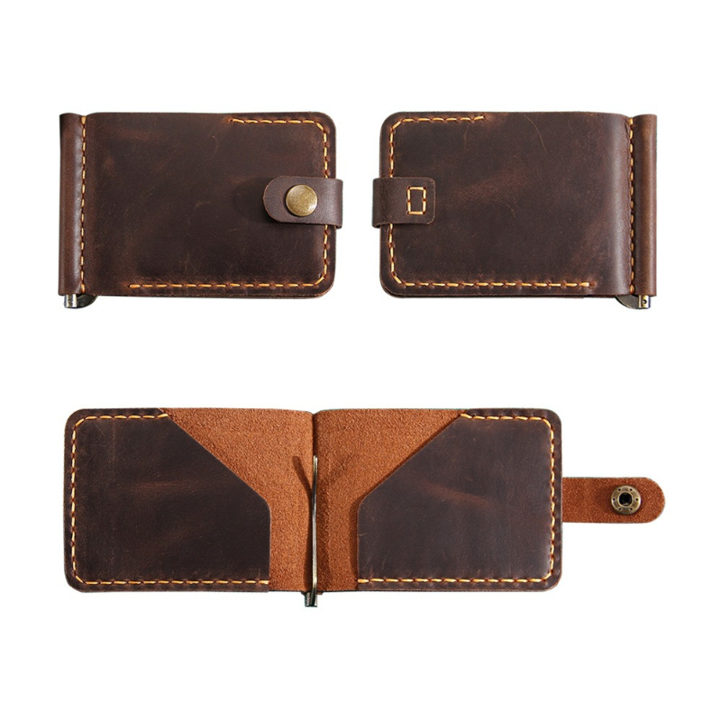 クレイジーホースレザー マネークリップ 財布 スリム 本革  - Money Clip Slim のレビューと価格