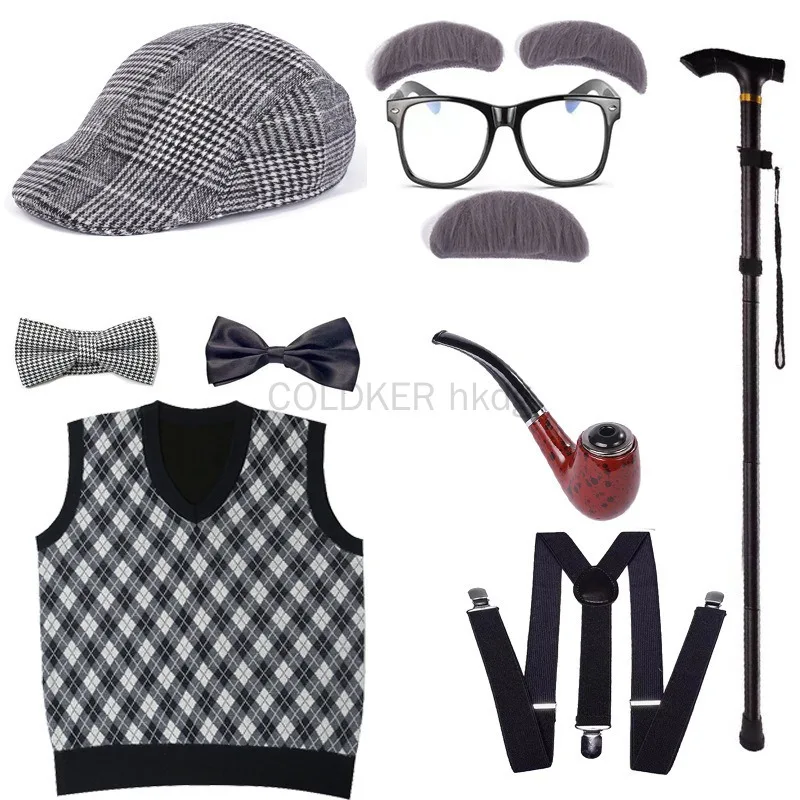 ハロウィンフェスティバル老人コスチュームアクセサリーセット1 - Men'S Accessories In The 1920S のレビューと価格