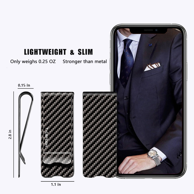 カーボンファイバーマネークリップ現金クレジットカードフロント - Money Clip Slim のレビューと価格