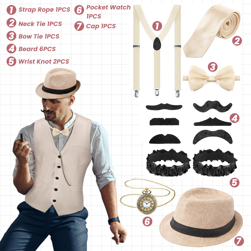 大人のための変装アクセサリーセット,レトロなスタイルのガッテ - Men'S Accessories In The 1920S のレビューと価格