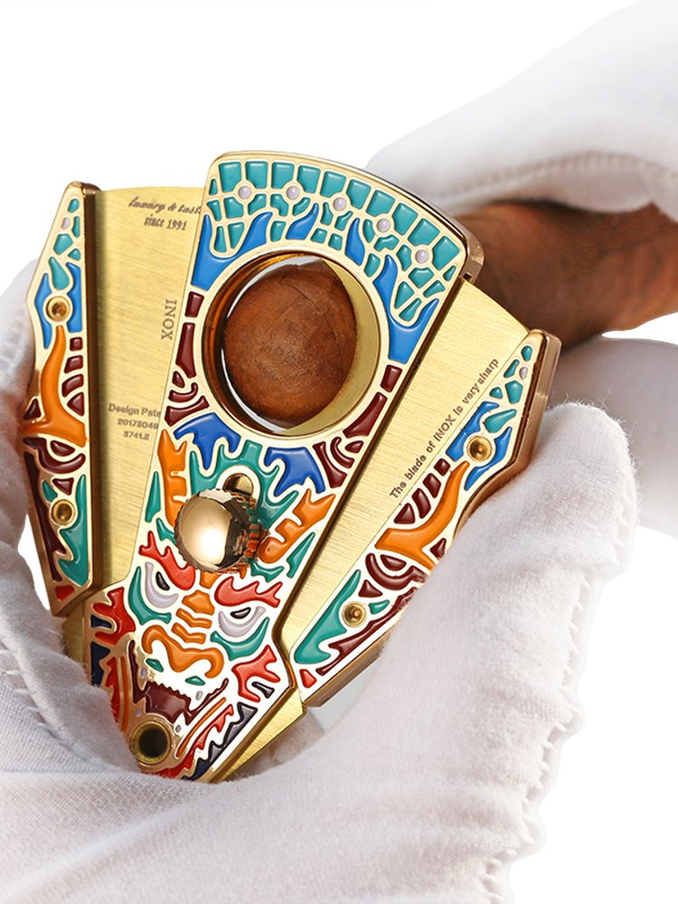 おしゃれなジーフェン葉巻カッターセット、二重彫刻のドラゴン柄 - Cigar Cutter Set のレビューと価格