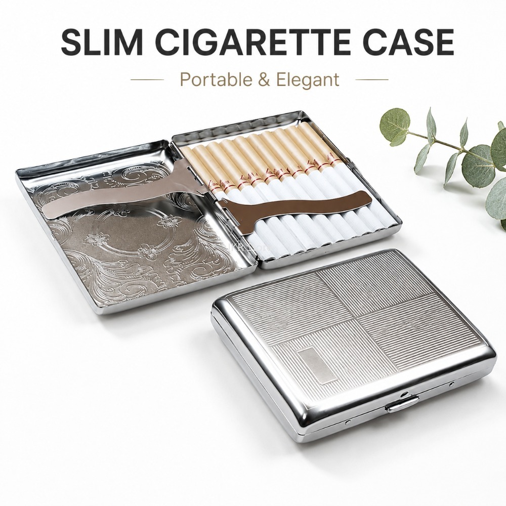ステンレス製タバコケース エンボス加工 ポータブルメタルケー - Men'S Accessories のレビューと価格
