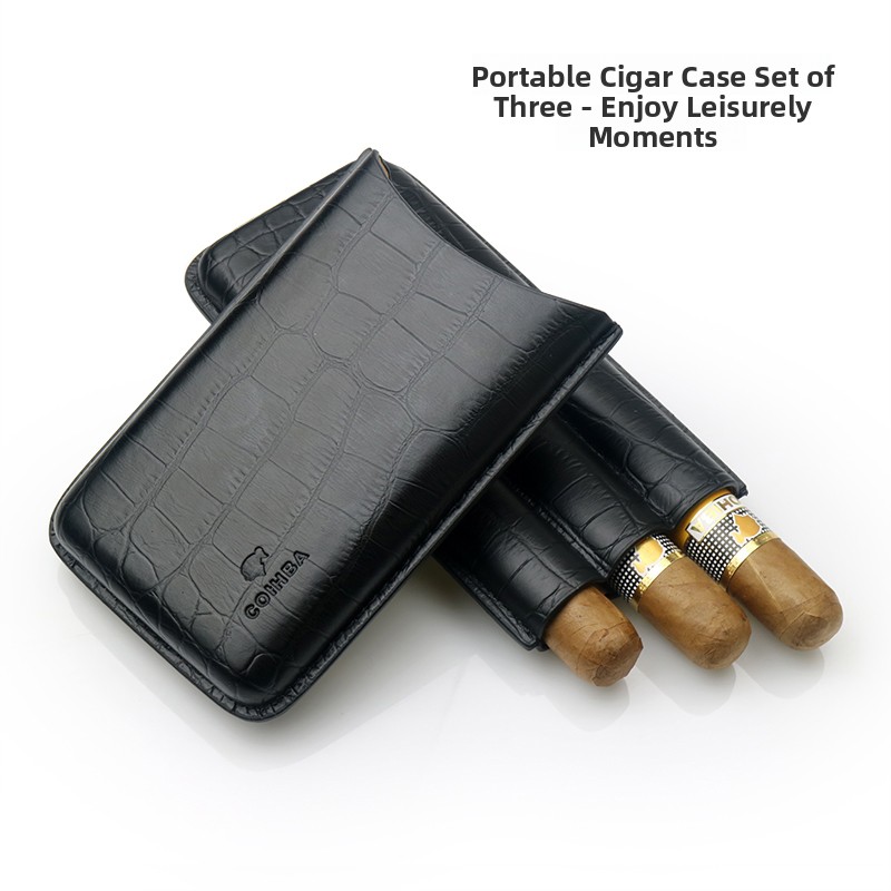 携帯用シガーボックス2個セット、革製シガーケース、加湿チュー - Cigar Cutter Set のレビューと価格