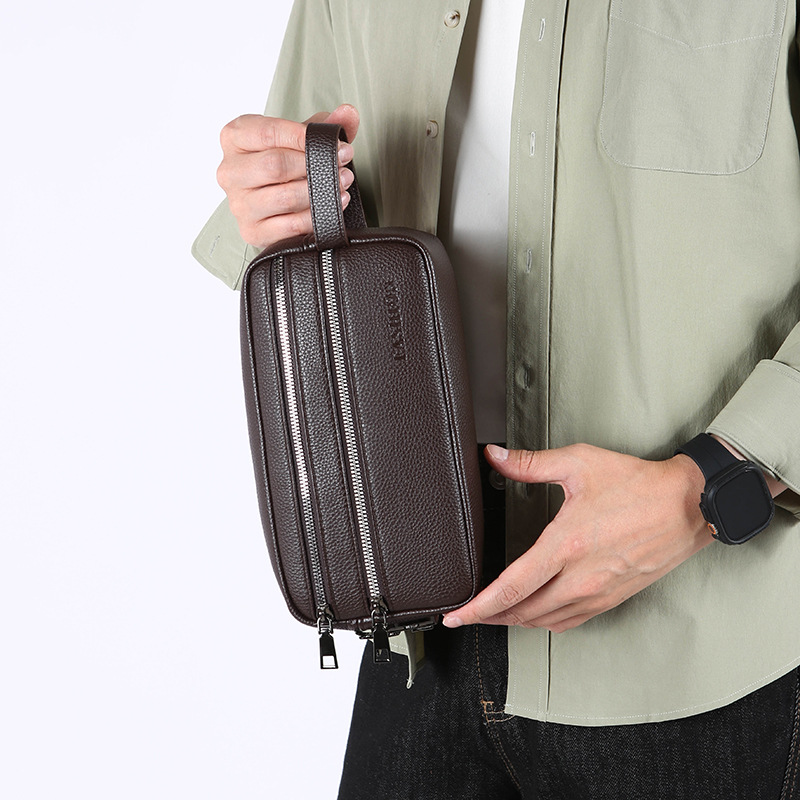 ヴィンテージメンズハンドクラッチバッグ 多層ジッパーコンパー - Travel Organizer Men のレビューと価格
