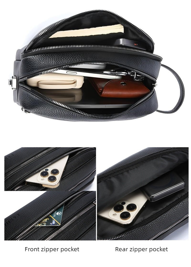 ヴィンテージメンズハンドクラッチバッグ 多層ジッパーコンパー - Travel Organizer Men のレビューと価格