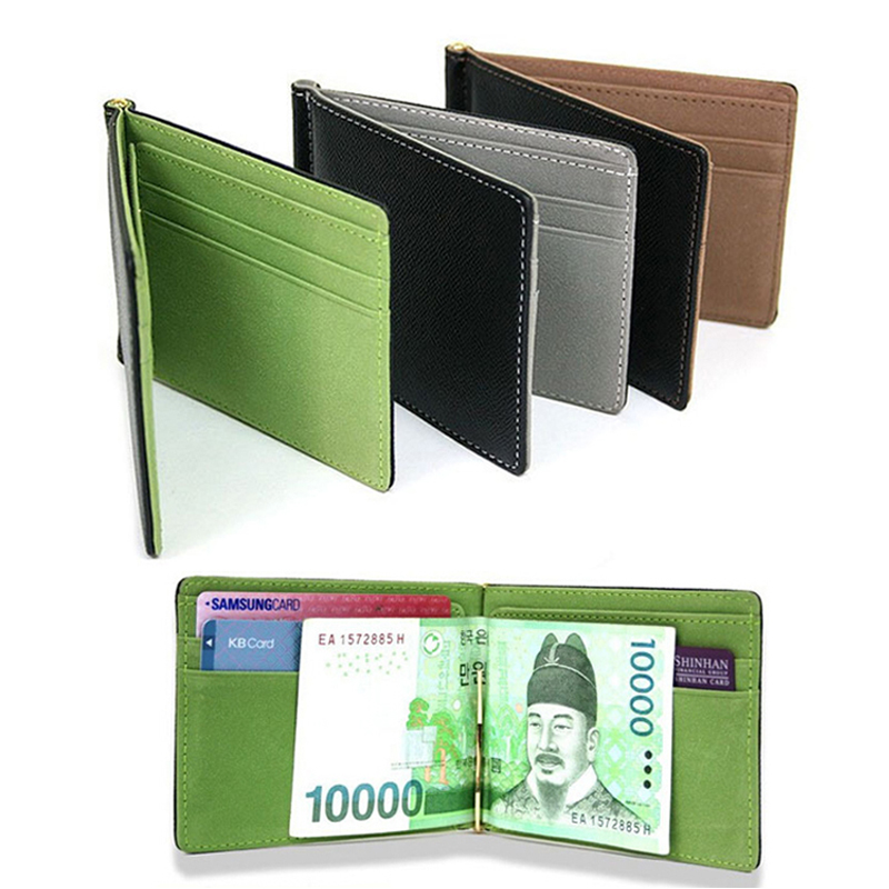 男性と女性のための薄い革の財布,金属クランプ付きのカジュアル - Money Clip Slim のレビューと価格
