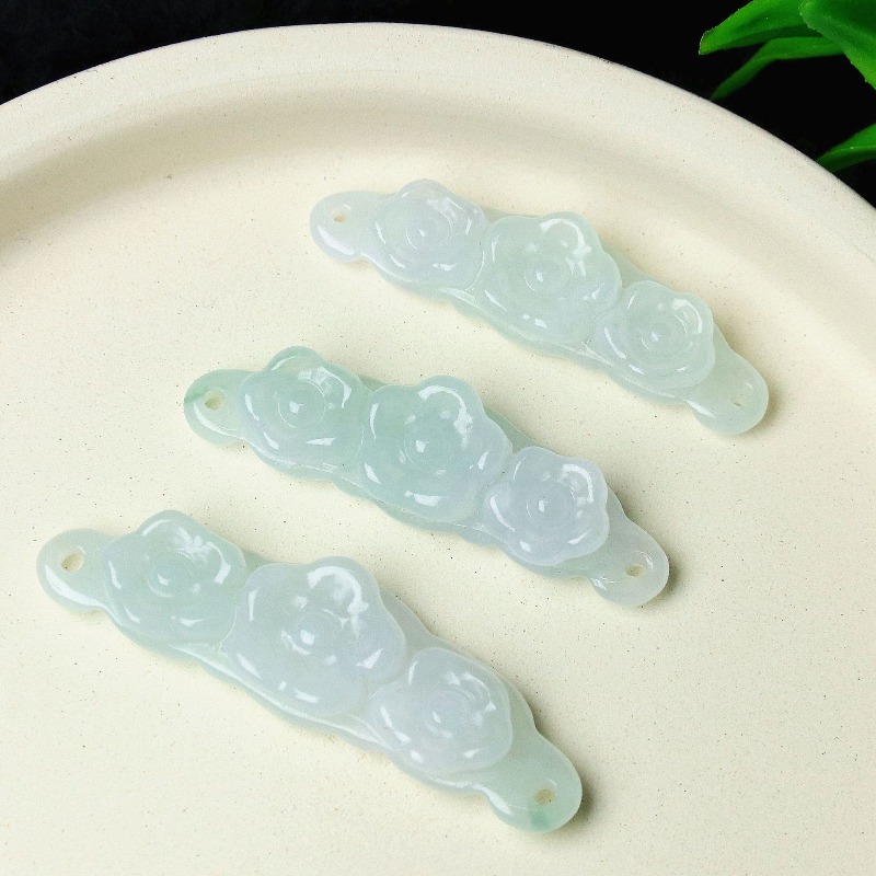 1pc 天然翡翠エメラルドフラワーハンドカード DIY アク - Men'S Accessories のレビューと価格