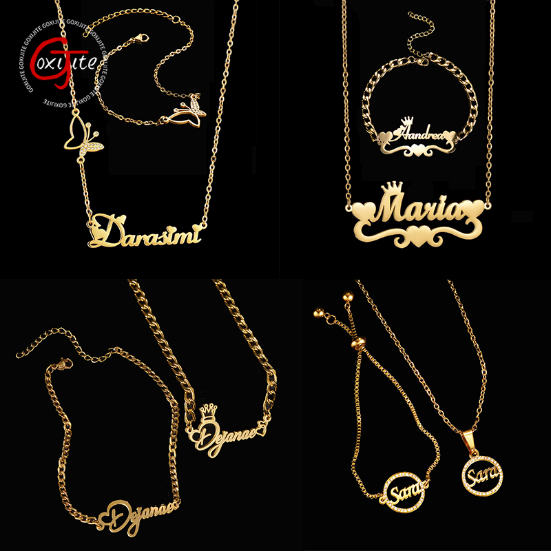 Goxijite カスタマイズネームネックレスセット女性ステ - Men Accessories Name のレビューと価格