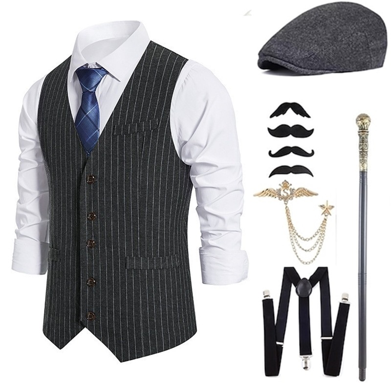 メンズギャングスターコスチュームとアクセサリーセット スチー - Men'S Accessories In The 1920S のレビューと価格
