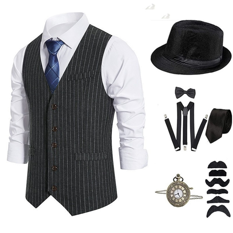 メンズギャングスターコスチュームとアクセサリーセット スチー - Men'S Accessories In The 1920S のレビューと価格