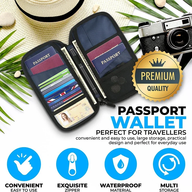 軽量ファミリートラベルパスポートカバーウォレットジッパー付き - Travel Organizer Men のレビューと価格