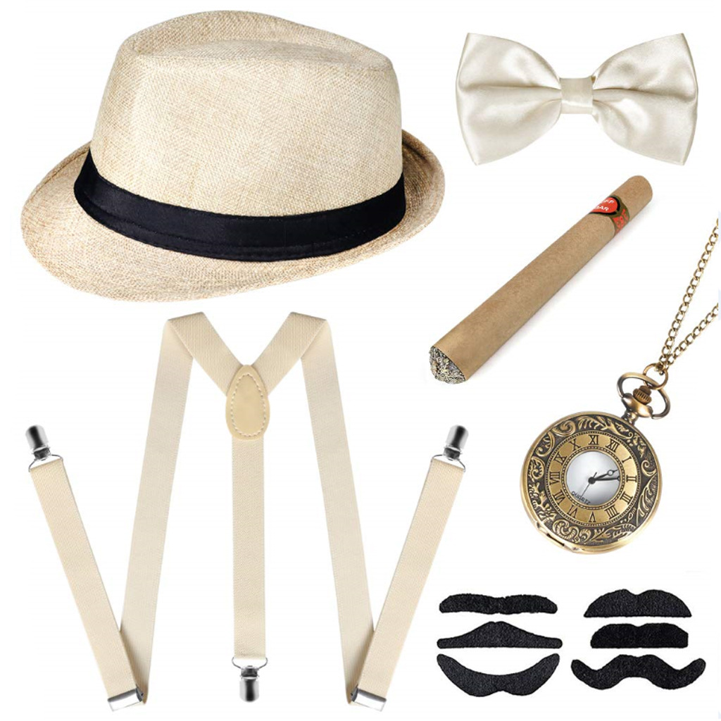 メンズグレートギャツビーアクセサリーセット、レトロなギャング - Men'S Accessories In The 1920S のレビューと価格