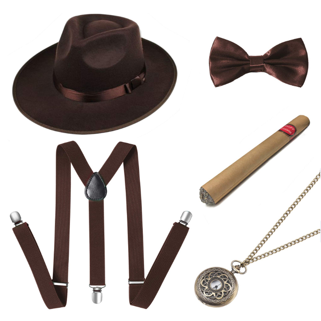 メンズグレートギャツビーアクセサリーセット、レトロなギャング - Men'S Accessories In The 1920S のレビューと価格