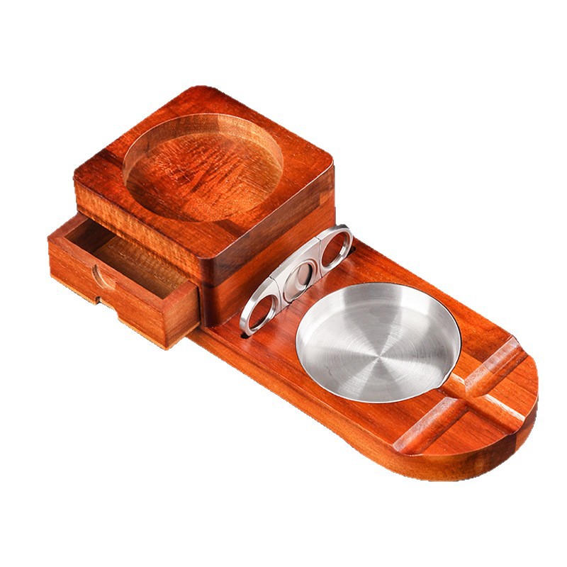 無垢材シガーアッシュトレイ 引き出し付き ウイスキーカップ  - Cigar Cutter Set のレビューと価格