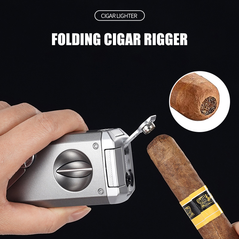 多機能シガーライターセット、4ジェットフレームトーチ、Vカッ - Cigar Cutter Set のレビューと価格