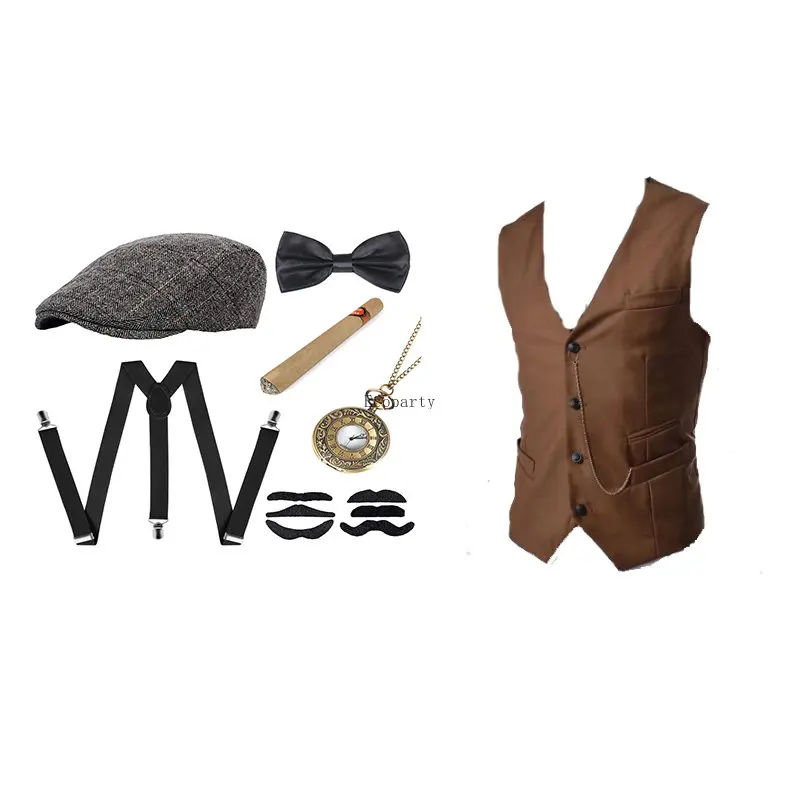 メンズギャングスターコスチュームとアクセサリーセット スチー - Men'S Accessories In The 1920S のレビューと価格