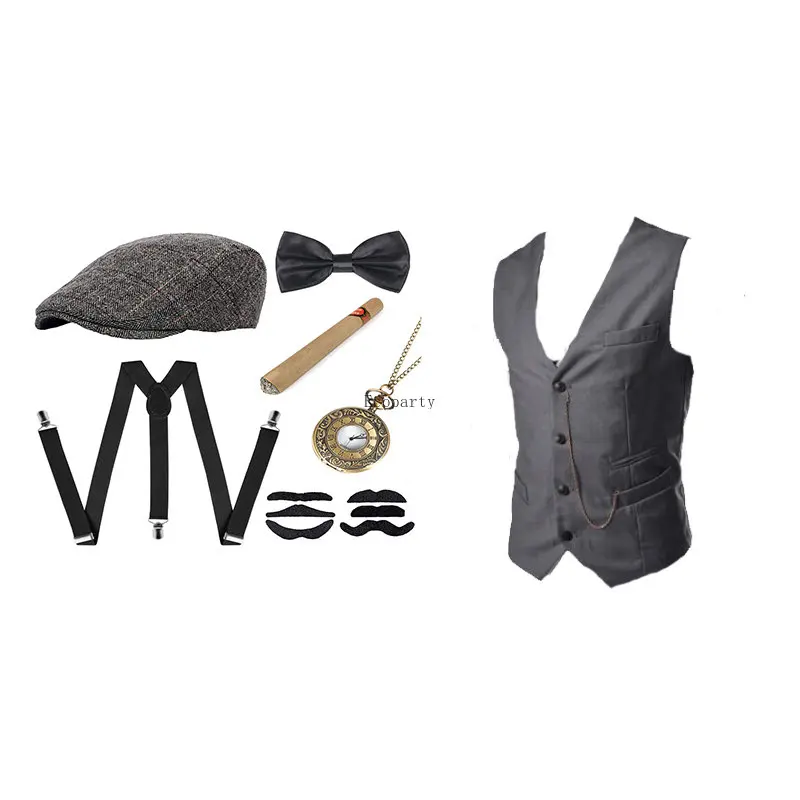 メンズギャングスターコスチュームとアクセサリーセット スチー - Men'S Accessories In The 1920S のレビューと価格