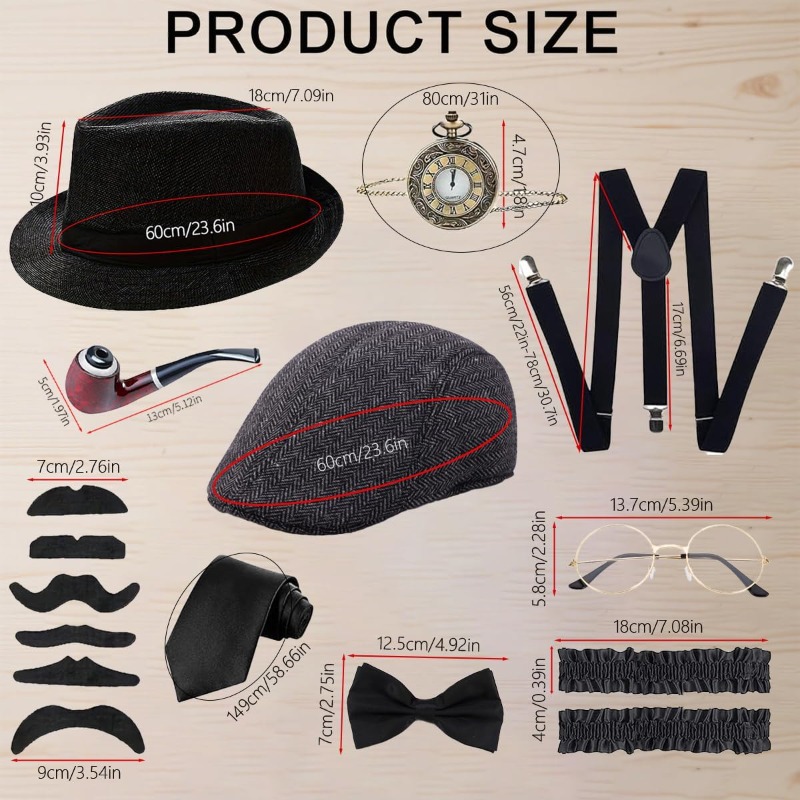 1920年代メンズコスチュームアクセサリーセットギャングスタ - Men'S Accessories In The 1920S のレビューと価格