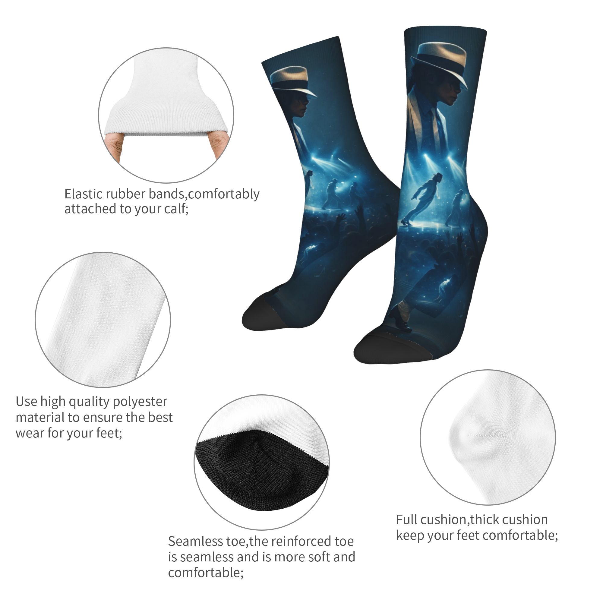 マイケル・ジャクソンの「キング・オブ・ポップ」ソックス、男性 - Men'S Accessories Gift Ideas のレビューと価格
