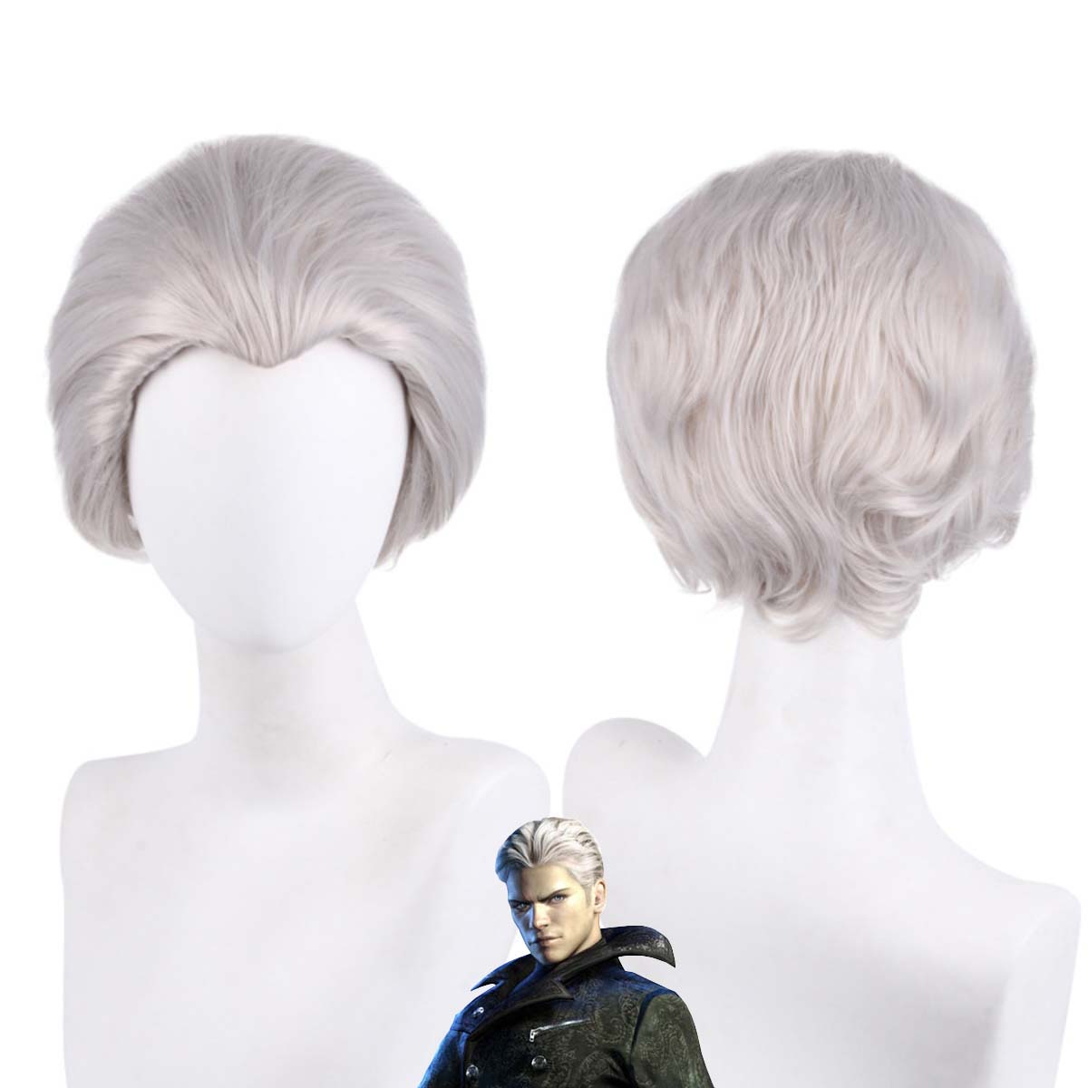 男性用ゲーム「デビル・メイ・クライ」バージルコスプレウィッグ - Men Accessories Silver のレビューと価格